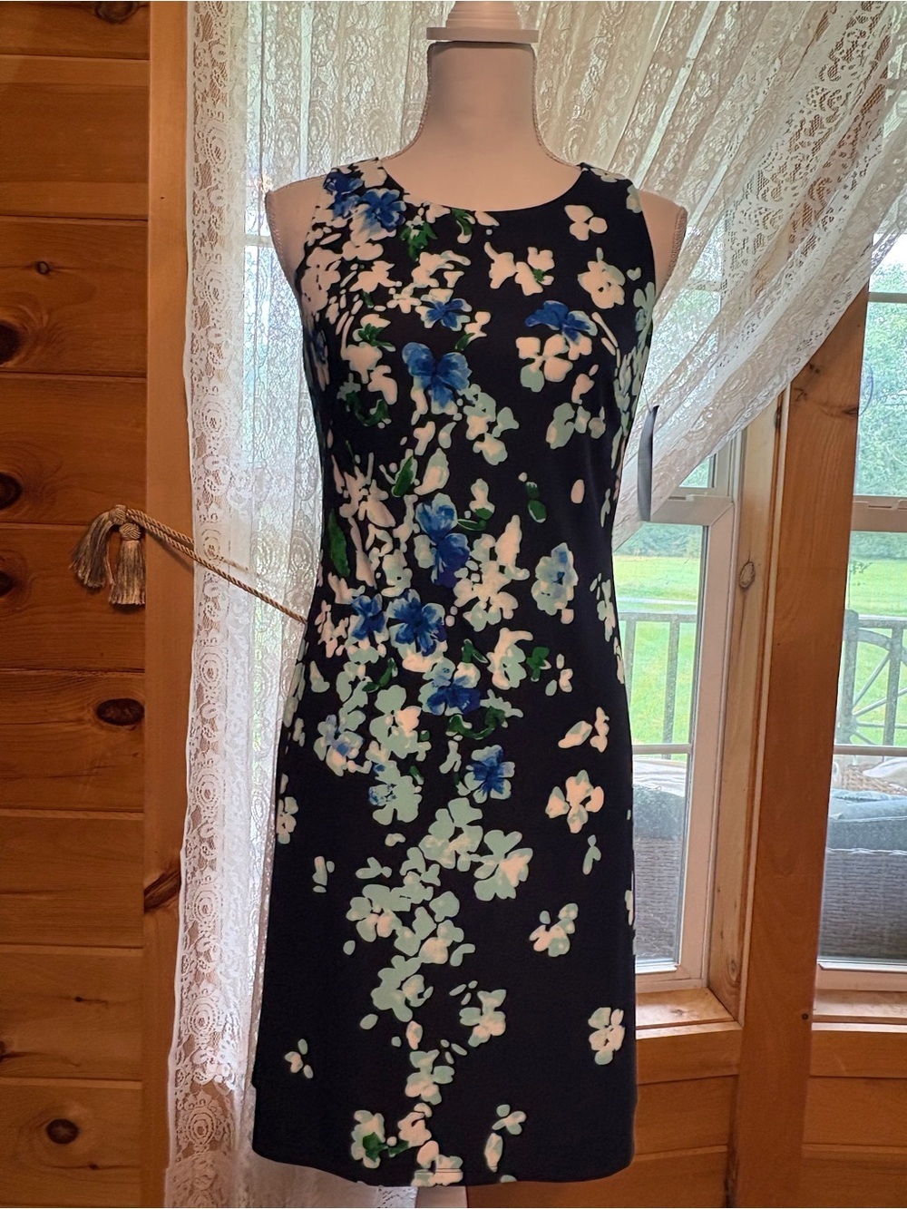 American Living Navy Floral Sleeveless Midi Dress - Blue & White size 2 NWT